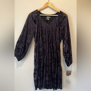 Taylor Black Velvet Floral Dress Poet Sleeves Whimsigoth Stevie Nicks Size 8